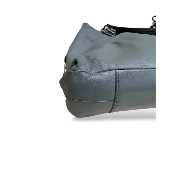 Coach Ashley Ruched Leather Satchel Gray Chain Shoulder Bag - Picture 13 of 15